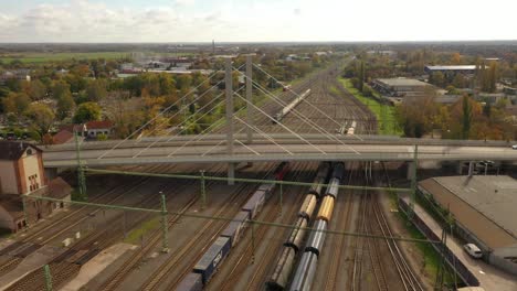 Drone-footage-from-the-Elisabeth-Bridge-at-Bekescsaba,-Hungary-Drone-flies-forward