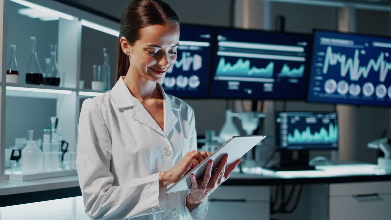 Scientist Analyzing Data in Modern Laboratory