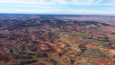 amazing aerial spain countryside landscape rural hills red soil mountains soria