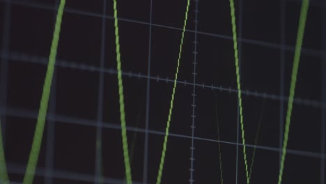 mezclador de audio de estudio de música con pantalla digital que muestra ondas de audio o frecuencia de sonido
