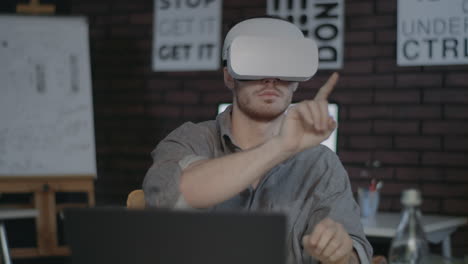 designer wearing vr goggles