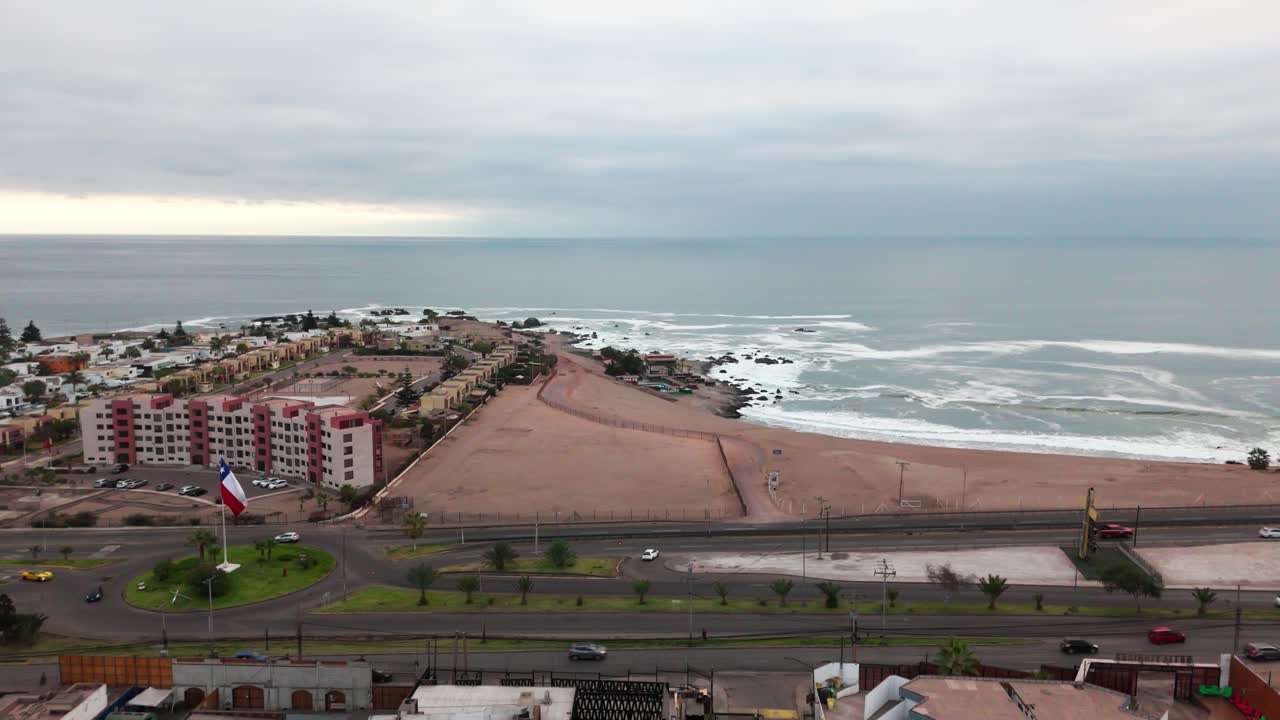 Iquique Chile Tarapaca Mountain Huayquique suburban sea ocean waves clouds