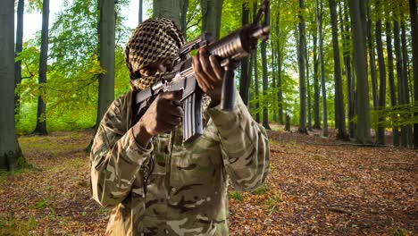 animación de un soldado afroamericano sobre el bosque