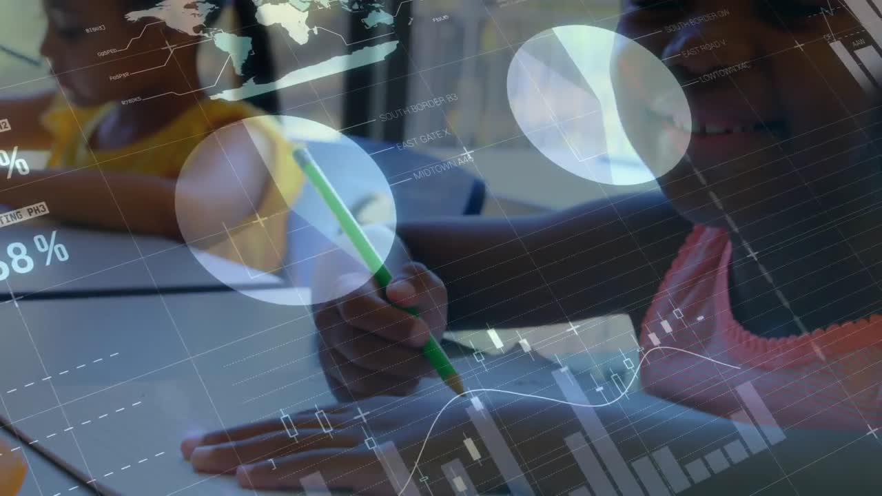 Classroom with finance graph transition