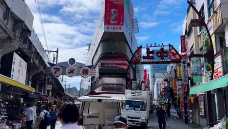 a bustling street market in japan