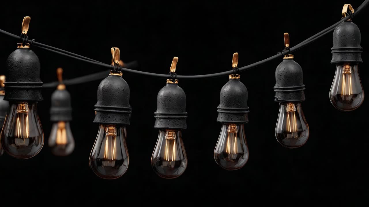 A Striking Display of Vintage-Style Light Bulbs Illuminated Against a Dark Background, Showcasing Their Unique Design and Warm Glow