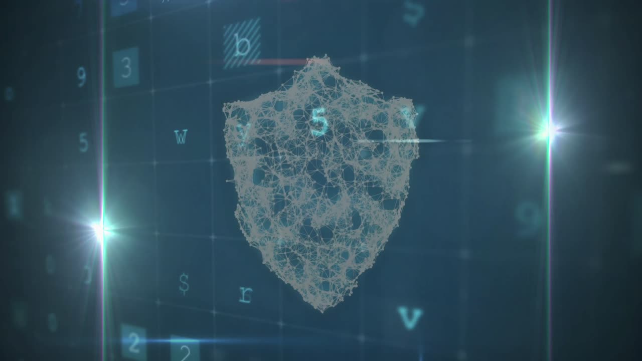 디지털 락의 애니메이션과 경고 텍스트와 함께 데이터 처리