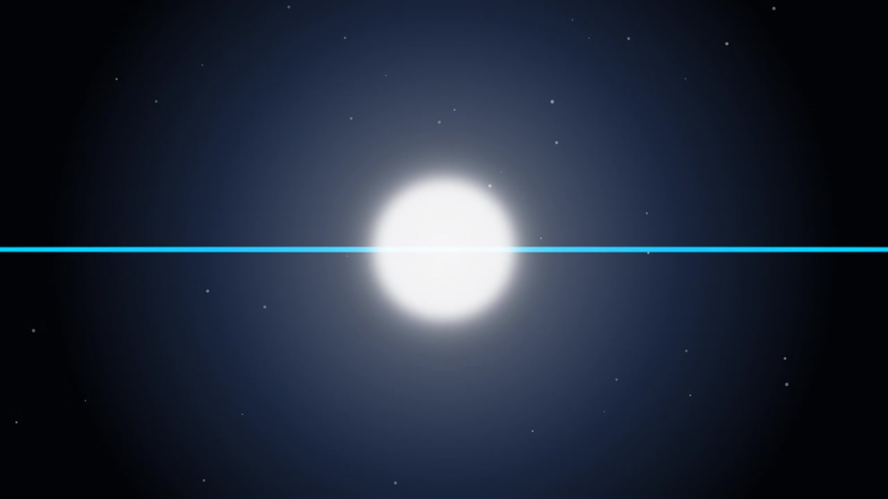 Abstract Glowing Light Orb with Horizontal Beam in Dark Space