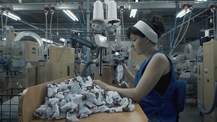 Woman working on a clothing line