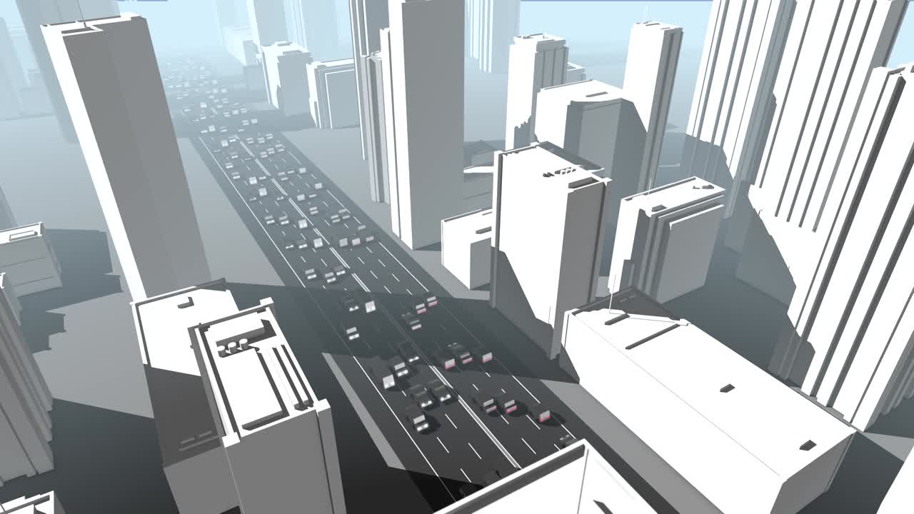 무거운 교통 도시 루핑