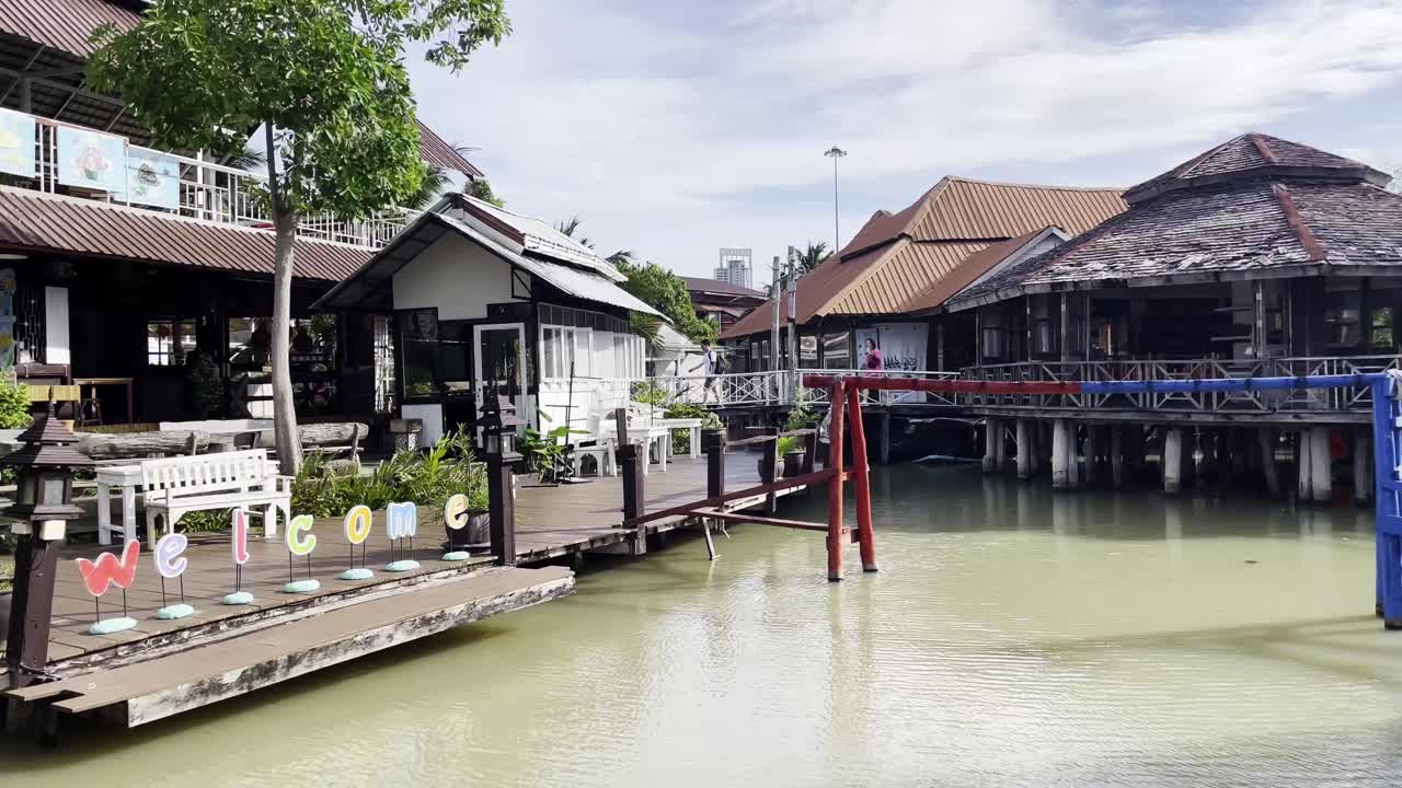 Waterfront Buildings with Wooden Pier