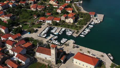 old mediterranean village center on island iž in adriatic sea croatia - aerial drone view