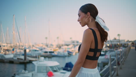 stylish woman at the marina