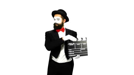mime holding a clapperboard