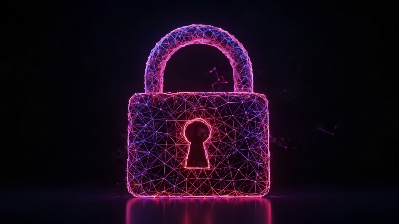 A Futuristic Representation of a Digital Lock, Featuring an Intricate Network of Colorful Lines and Shapes, Symbolizing Security and Protection in the Cyber World