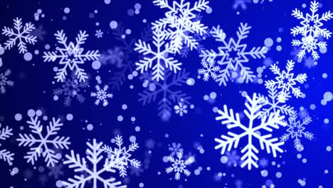 navidad cayendo nieve copo de nieve en bucle azul fondo 4k.