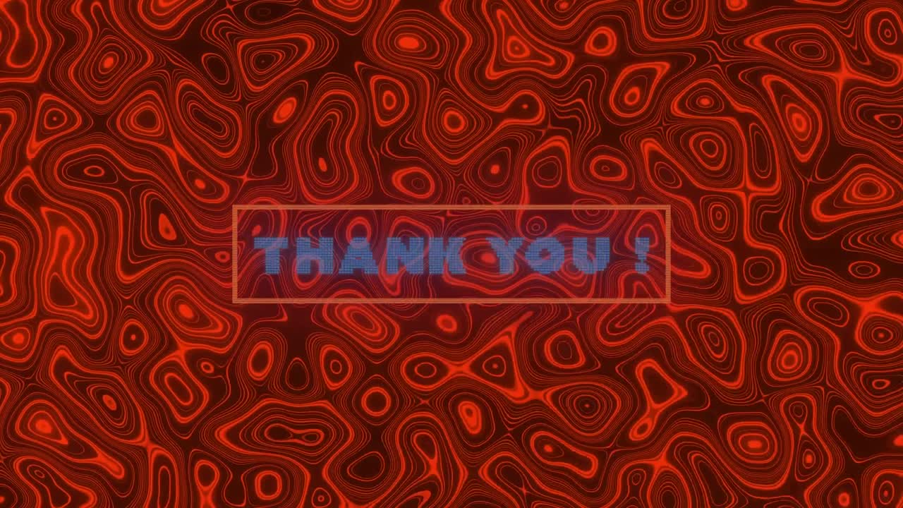 파란색 단어의 애니메이션 감사합니다! 빨간색 프레임에 빨간색, 용암 배경