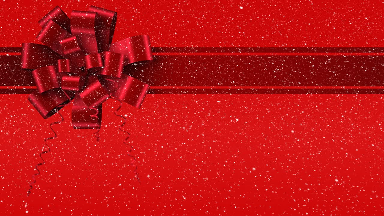 빨간 바탕에 선물 활을 가진 빨간 리본의 디지털 애니메이션 4k