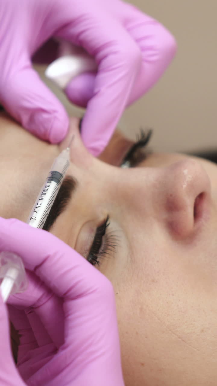 Rejuvenating facial injections. Vertical video