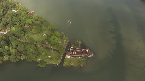 top down view of castillo de san felipe de lara at guatemala, aerial