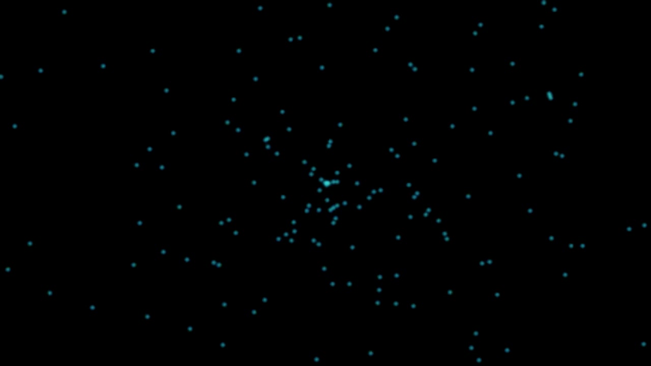 Sfondo Animato Astratto con Particelle Blu Fluttuanti su Nero