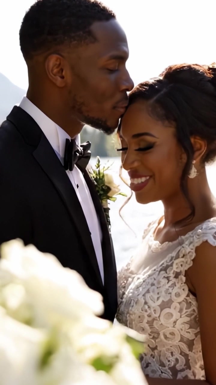 Una Splendida Celebrazione di Matrimonio Immortalata dall'Acqua: Una Coppia Felice Abbraccia l'Amore tra lo Splendore della Natura e Momenti Preziosi