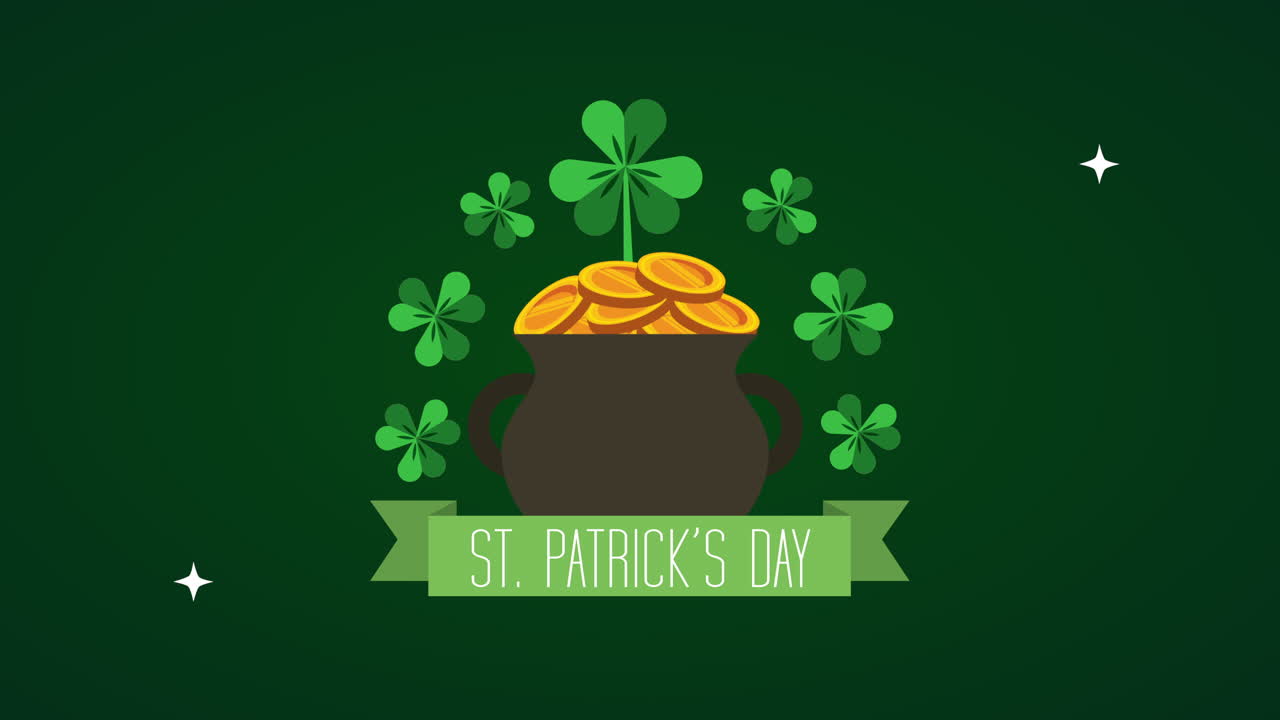 세인트 패트릭스 데이 애니메이션 카드: 보물 카델론과 클로버
