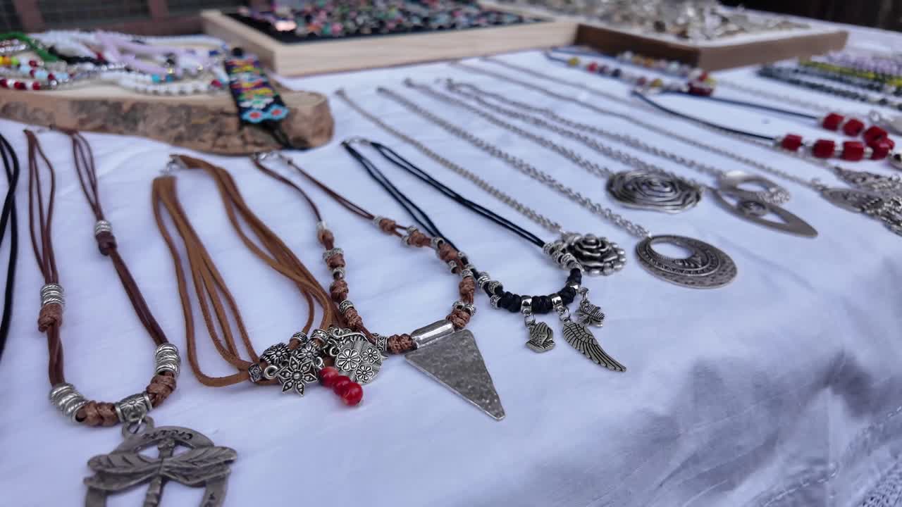 Display of Handmade Jewelry Necklaces