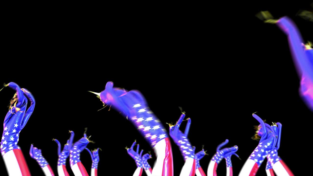 bailarines aéreos de los ee.uu. agitando sus brazos. renderizado en 3d con canal alfa incluido