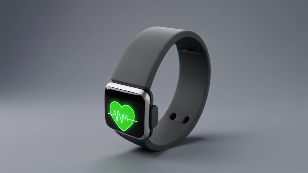 Smartwatch Displaying Pulsating Heart Rate Monitor