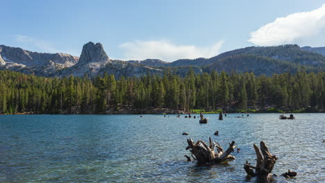 crystal crag summit from lake mary in mammoth lakes california, usa