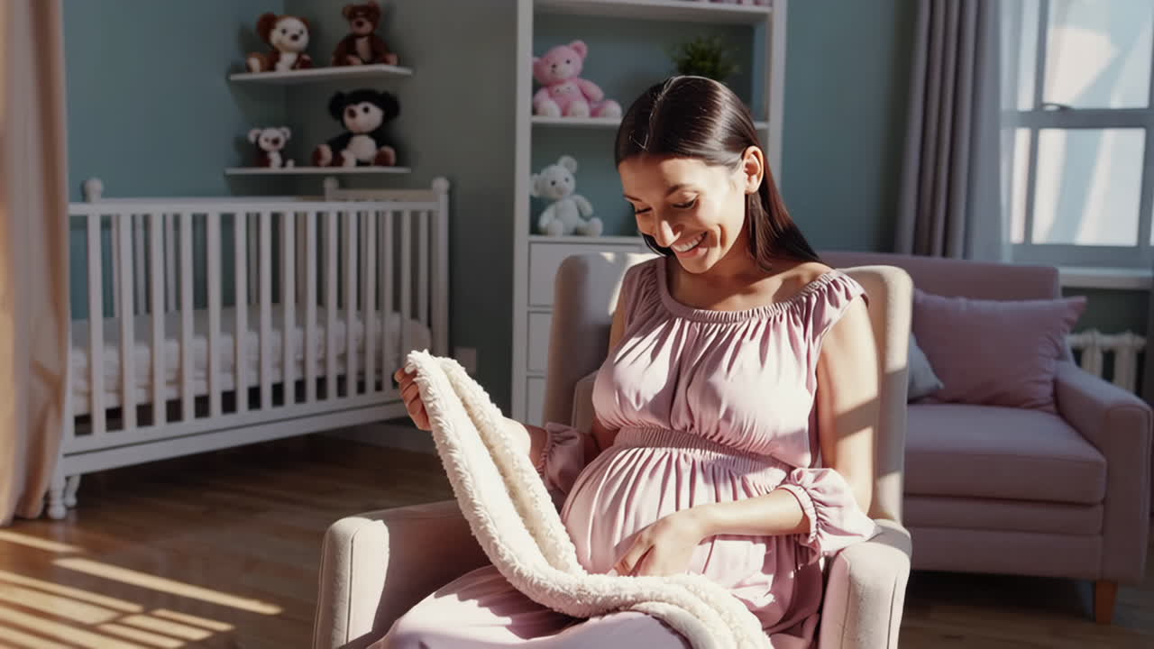 유치원에 있는 임신한 여성