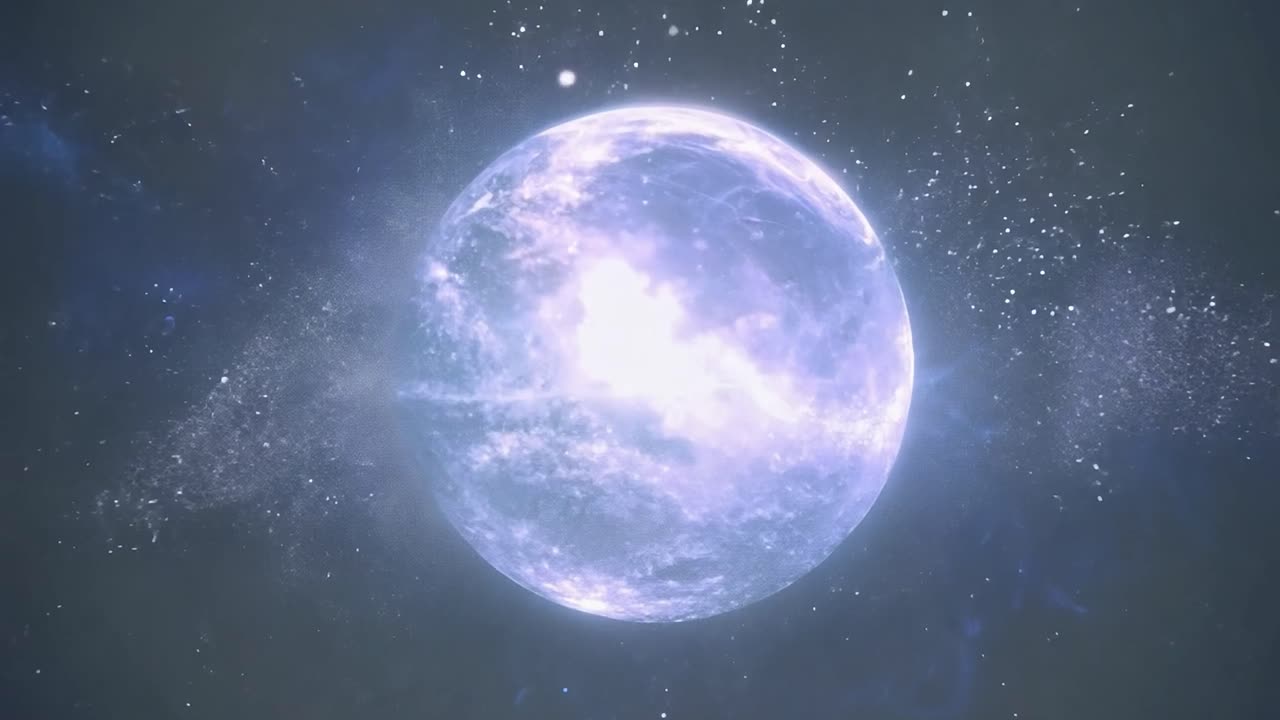 A bright, glowing planet in space