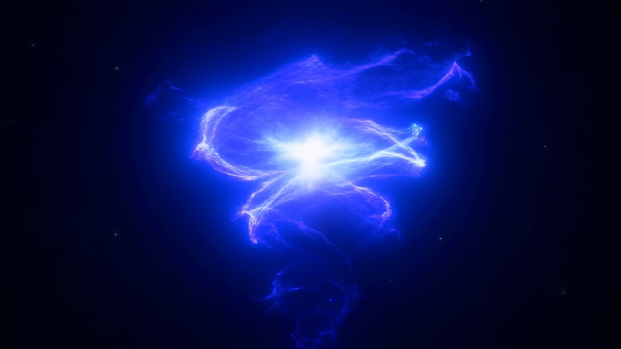 Bright Blue and Purple Cosmic Nebula Glowing in Deep Space
