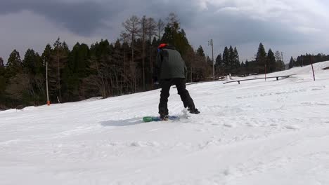 Pov-Punto-De-Vista-Snowboarder-En-Pista-De-Esquí-Cuesta-Abajo-Parque-Montando-Deportes-Extremos-Hakuba-Goryu-Japón-Asia-Turismo-Viajes-Hd