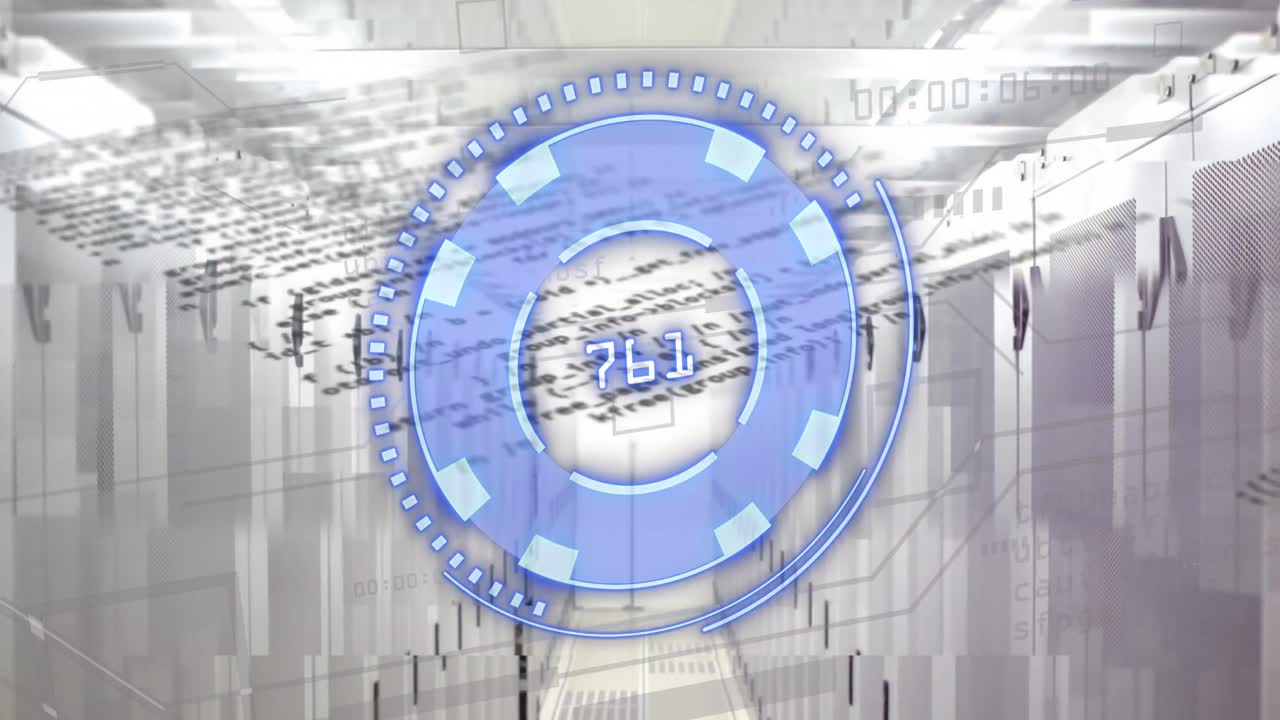 데이터와 서버에 대한 숫자를 가진 파란 원의 애니메이션