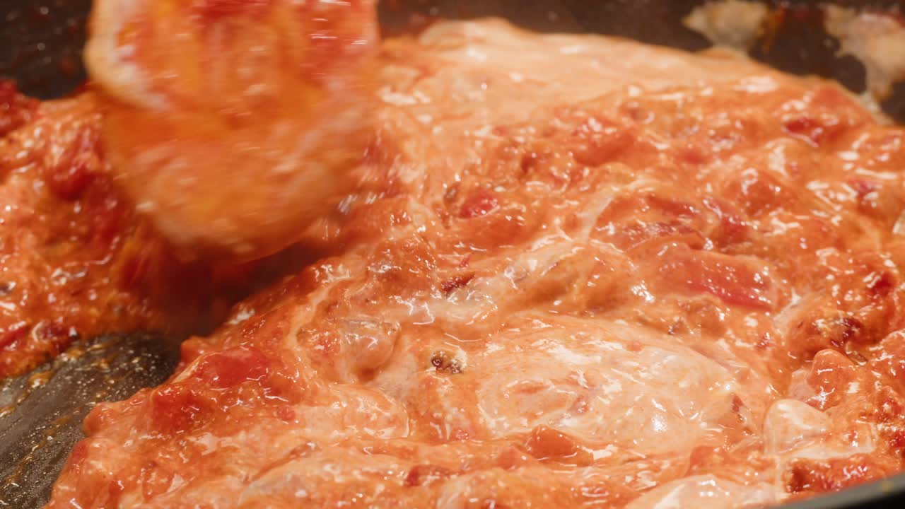 Cooking tomato and cream sauce