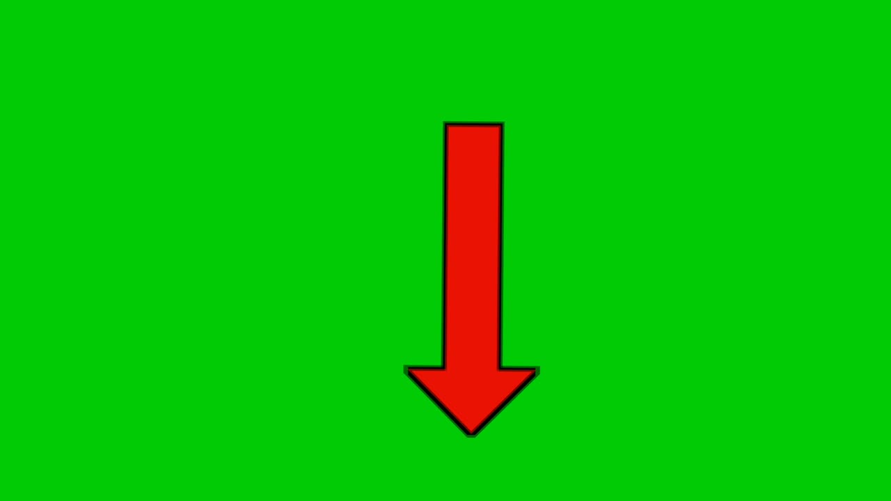 Down side pointing arrow animation motion graphics Green screen