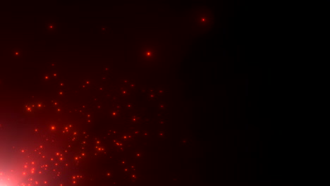 estrellas rojas voladoras y en movimiento aleatorias y brillos en la galaxia