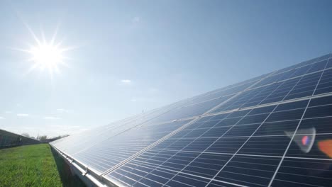 photovoltaic solar panels on blue sky background