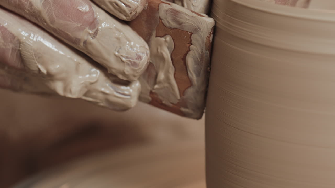 artista de cerámica formando arcilla en una rueda