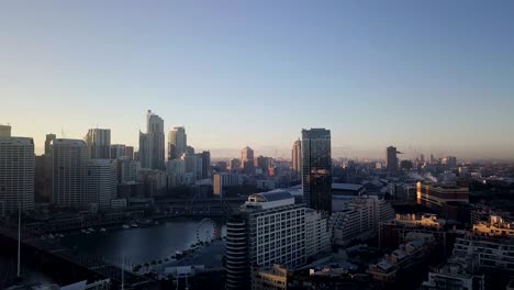 beautiful aerial cityscape skyline on dawn morning