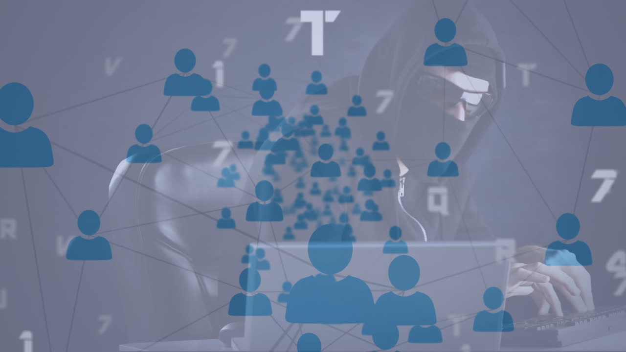 Animazione di reti di connessioni ed elaborazione dati su hacker