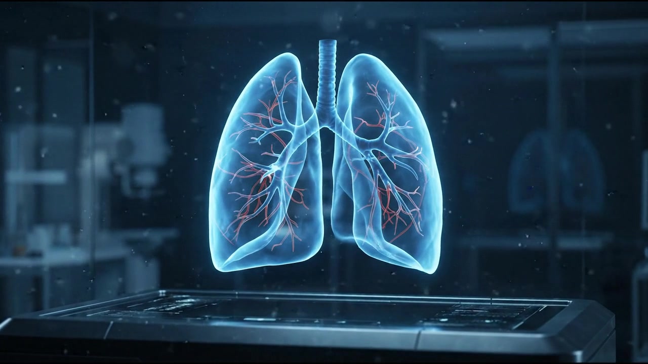 Holographic 3D Model of Human Lungs in Medical Laboratory