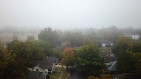 Rural-settlement-in-the-countryside-with-foggy-morning,-Tulsa,-Oklahoma