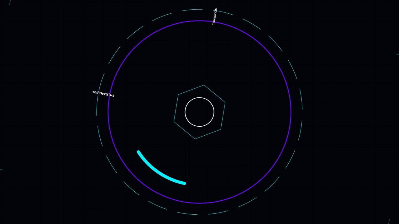 Futuristic Digital HUD Interface with Rotating Scanning Element