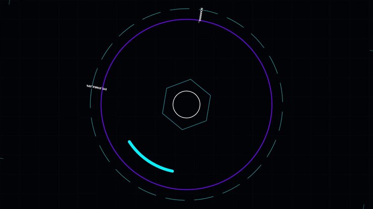 Futuristic Digital HUD Interface with Rotating Scanning Element