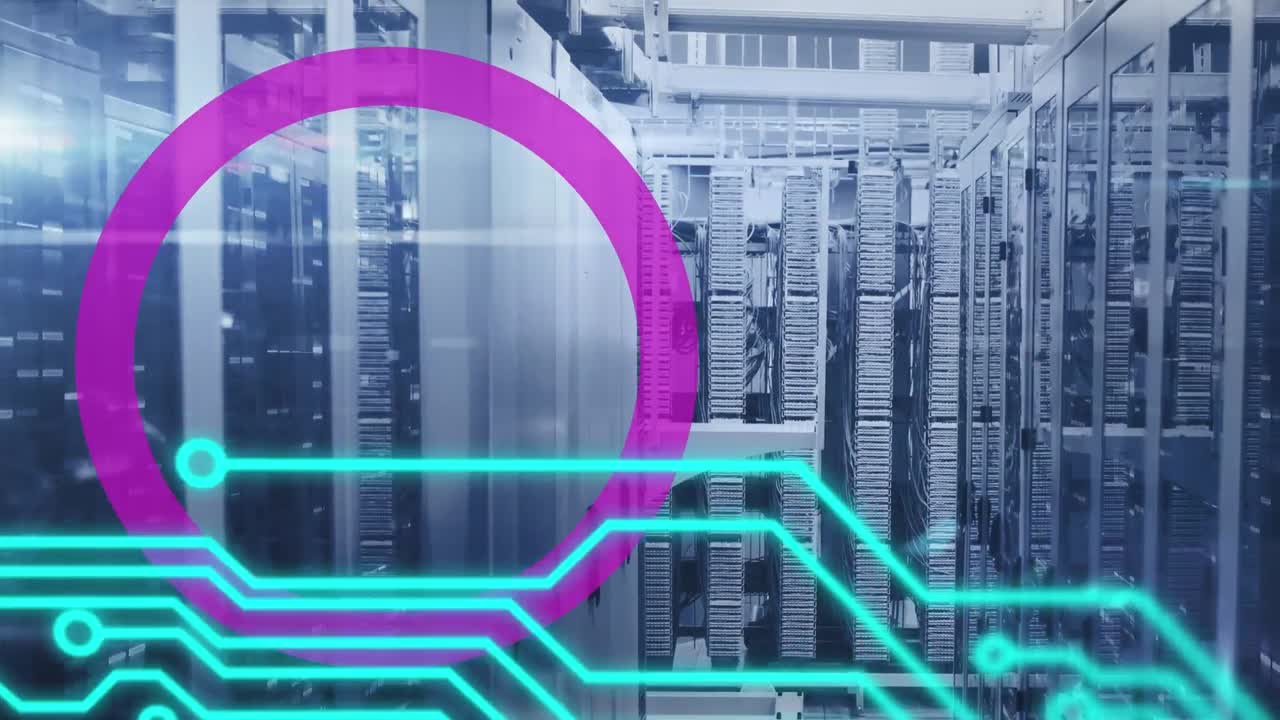 animación de formas en movimiento sobre la sala del servidor