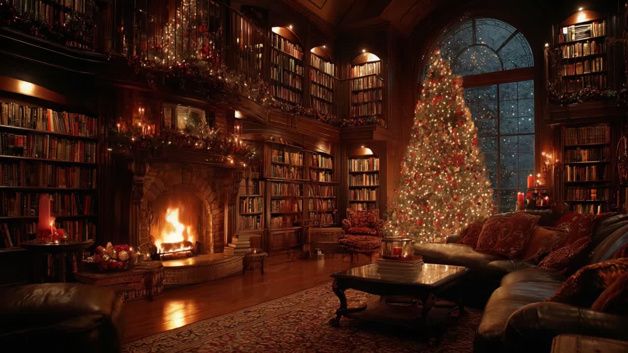 A Cozy Holiday Scene Featuring a Beautifully Decorated Christmas Tree ...