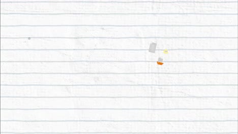 animation of colorful school items icons on white background
